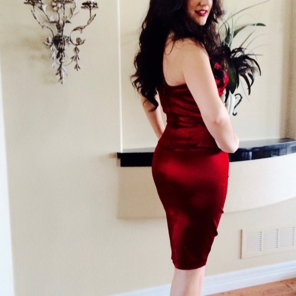 bebe Red Midi Dress - Picture 2 of 11